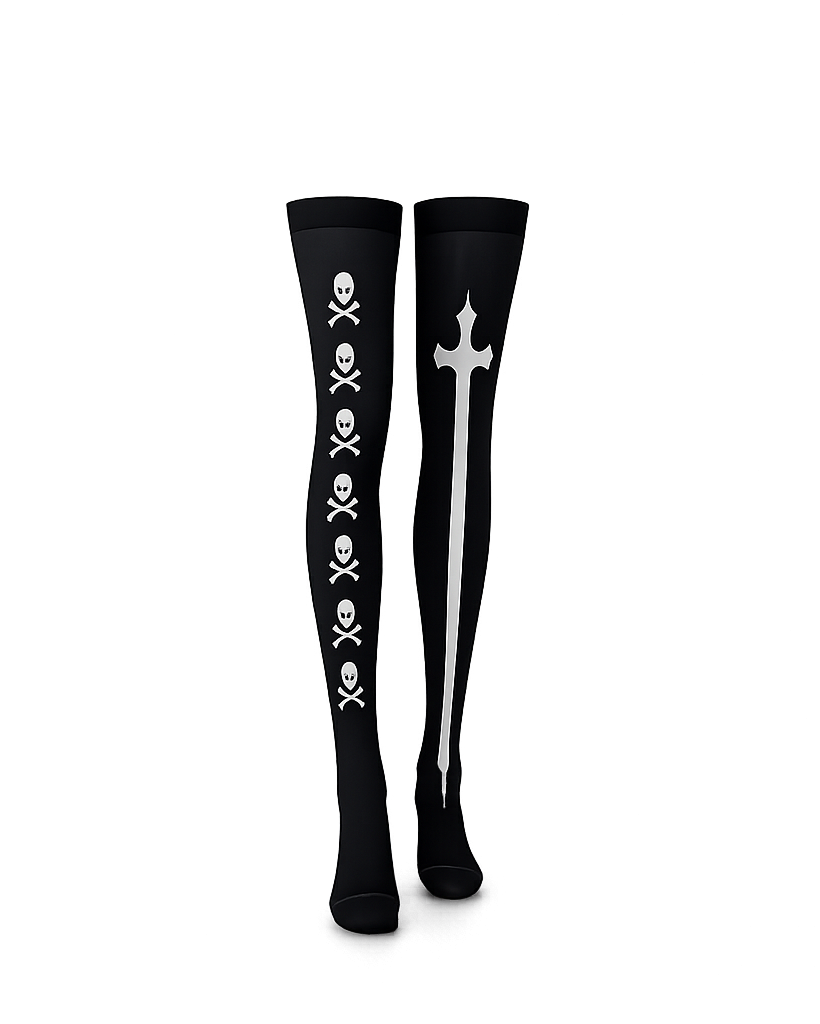 Goth Graphic Thigh-High Socks