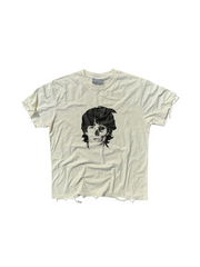 CTRL WORLD Vintage Distressed Skull Portrait Graphic T-Shirt