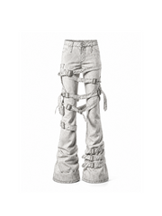 CTRL WORLD Strapped Harness Wide Leg Denim Jeans
