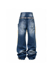 CTRL WORLD Phantom Riot Studded Distressed Wide Leg Jeans