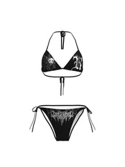 CTRL WORLD Skull Web Printed Triangle Bikini