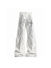 CTRL WORLD Thermochromic Angel Wing Distressed Wide-Leg Jeans