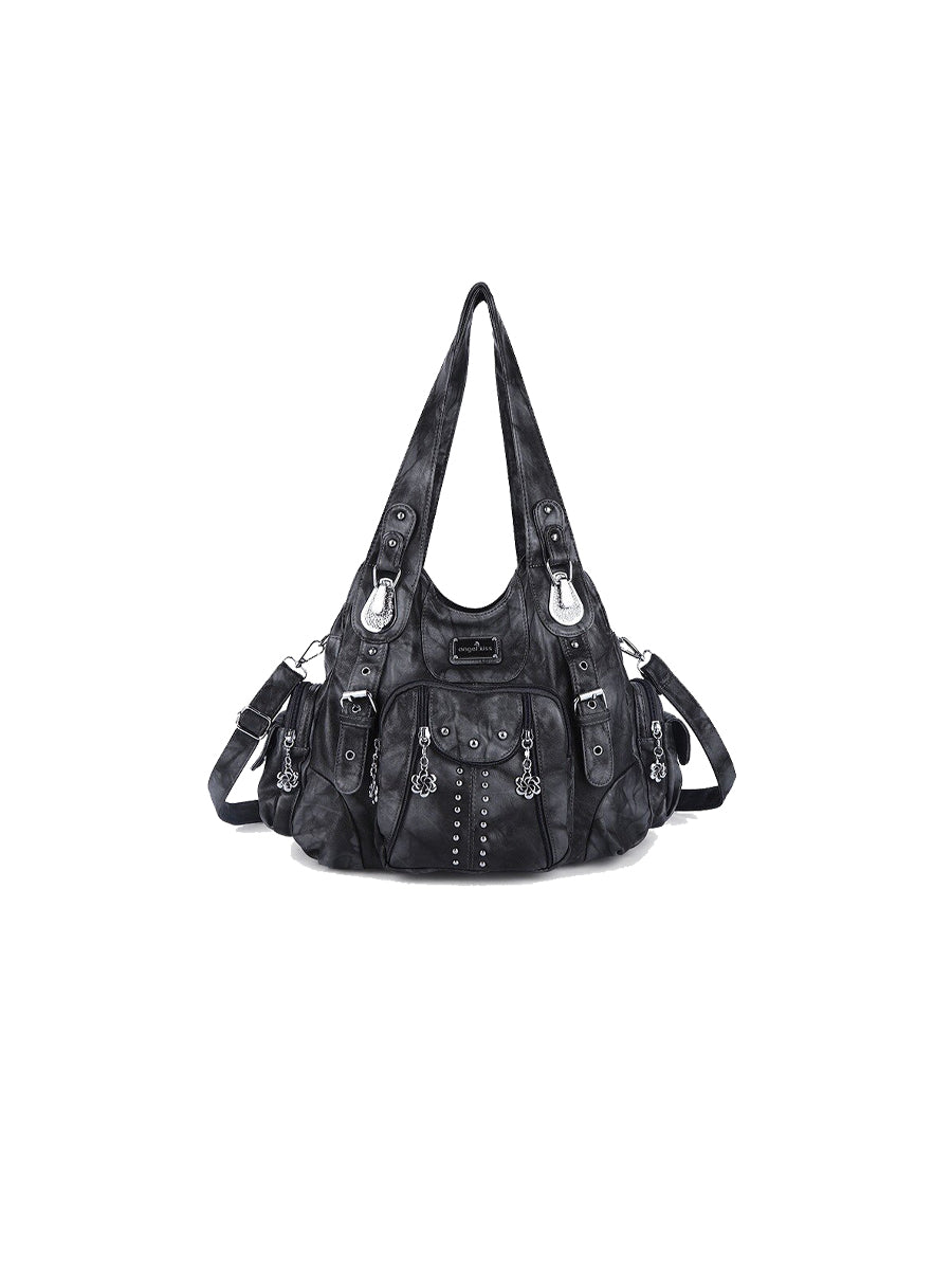 CTRL WORLD Multi-Pocket Studded Shoulder Bag