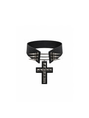CTRL WORLD Spike Cross Doom Choker Necklace