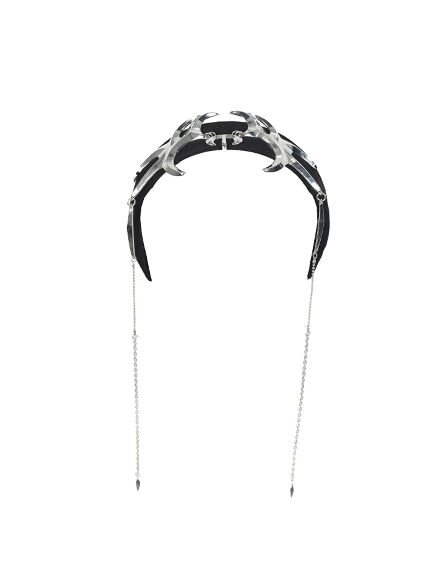 CTRL WORLD Silver Bat Wing Chain Headband