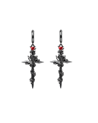 Gothic Rose Cross Drop Earrings