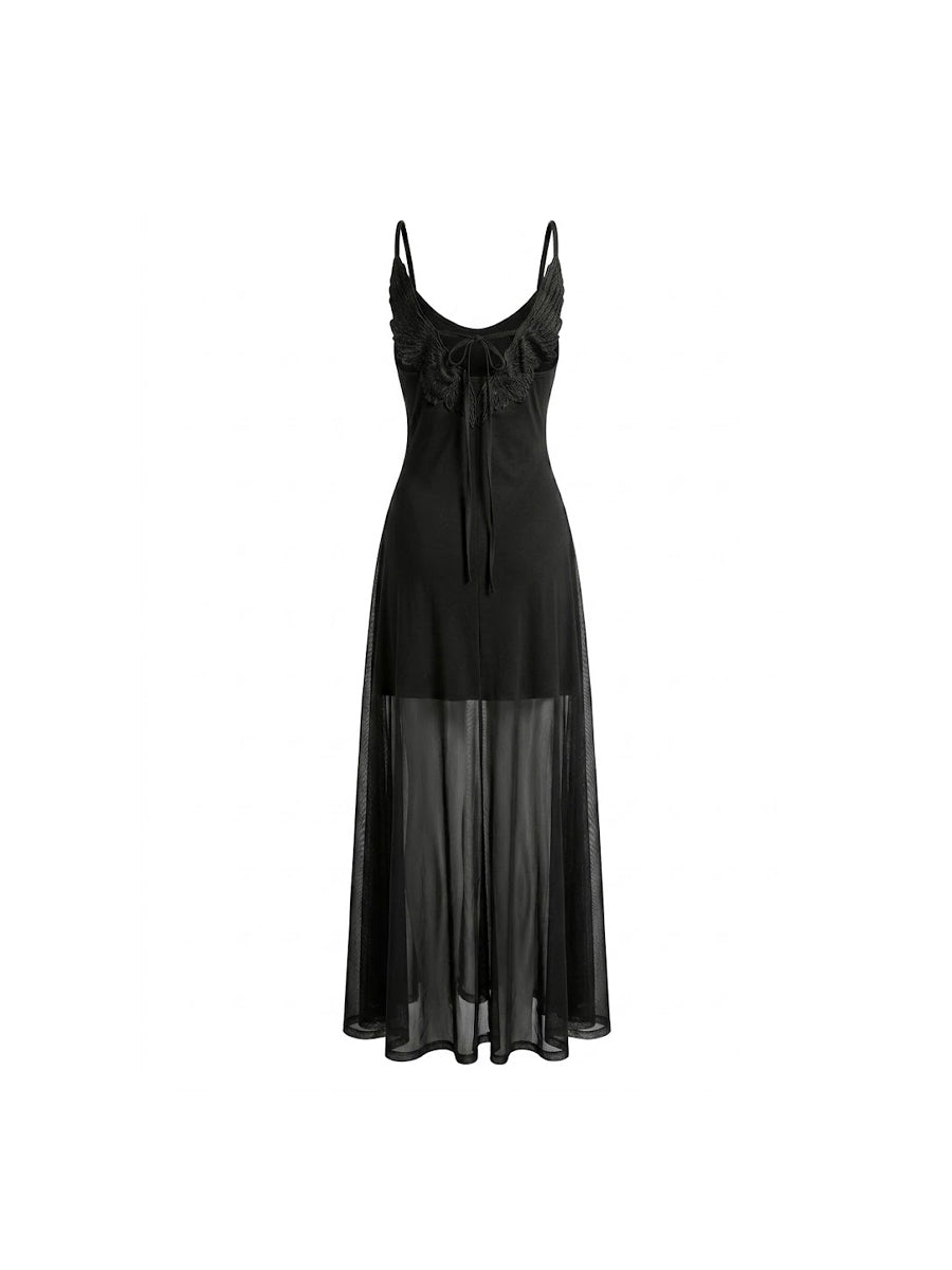 CTRL WORLD Midnight Angel Wing Sheer Cami Dress