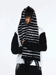 CTRL WORLD Shadow Rift Striped Fringe Scarf