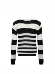CTRL WORLD Shadow Eclipse Striped Graphic Knit Sweater