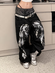 CTRL WORLD Abyss Wing Sequin Wide Leg Cargo Pants
