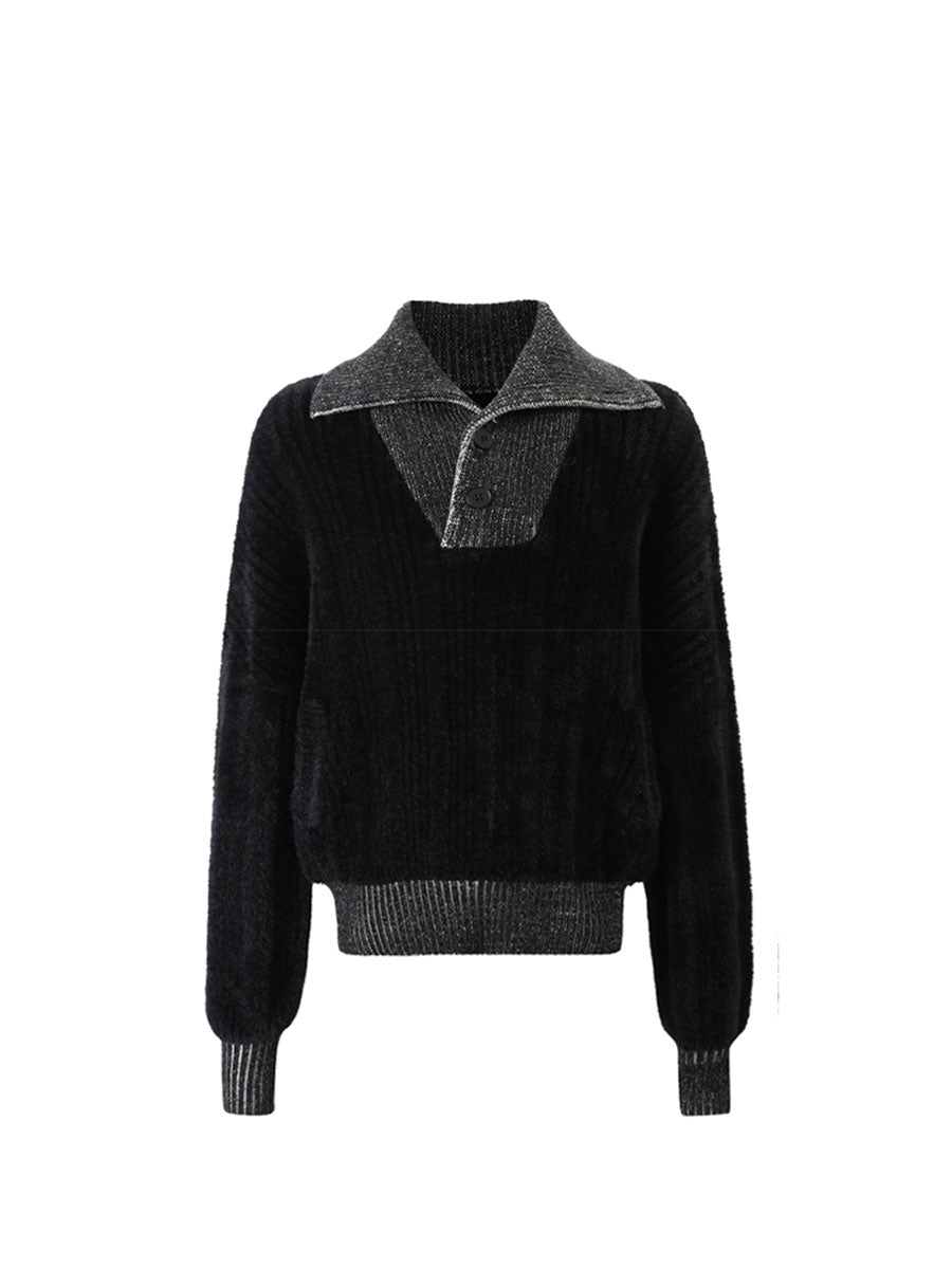 CTRL WORLD Gothic Fuzzy Knit High-Neck Sweater