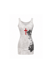 CTRL WORLD Apocalypse Cross Shadow Bodycon Mini Dress