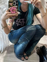 CTRL WORLD Shadow Fade Low Rise Bootcut Denim Jeans