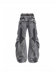 CTRL WORLD Phantom Archive Wide Leg Cargo Denim Jeans