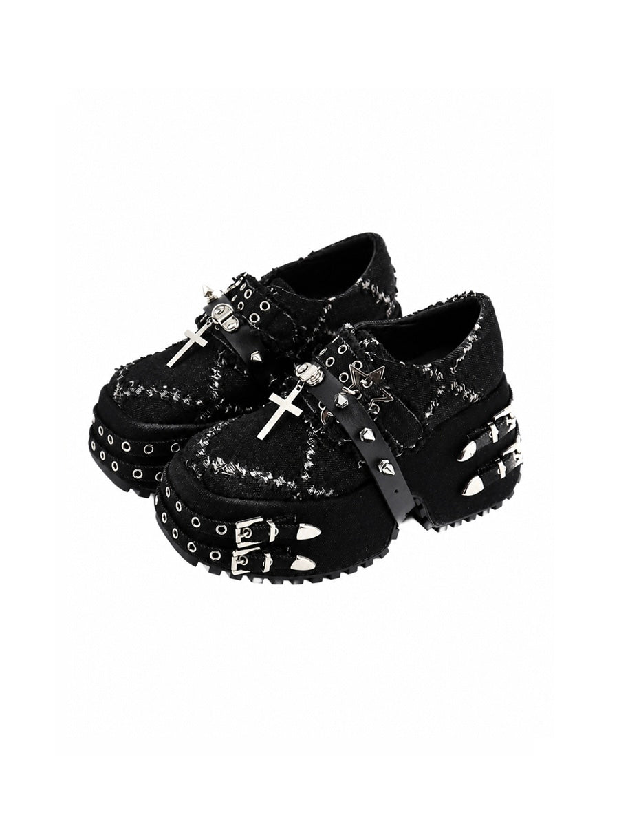 CTRL WORLD Gothic Studded Cross Platform Shoes