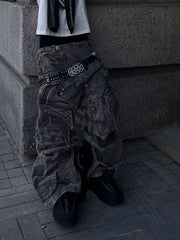 CTRL WORLD Phantom Archive Wide Leg Cargo Denim Jeans