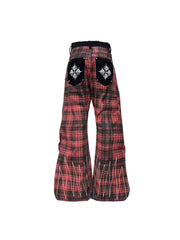 CTRL WORLD Chaos Script Plaid Flare Pants