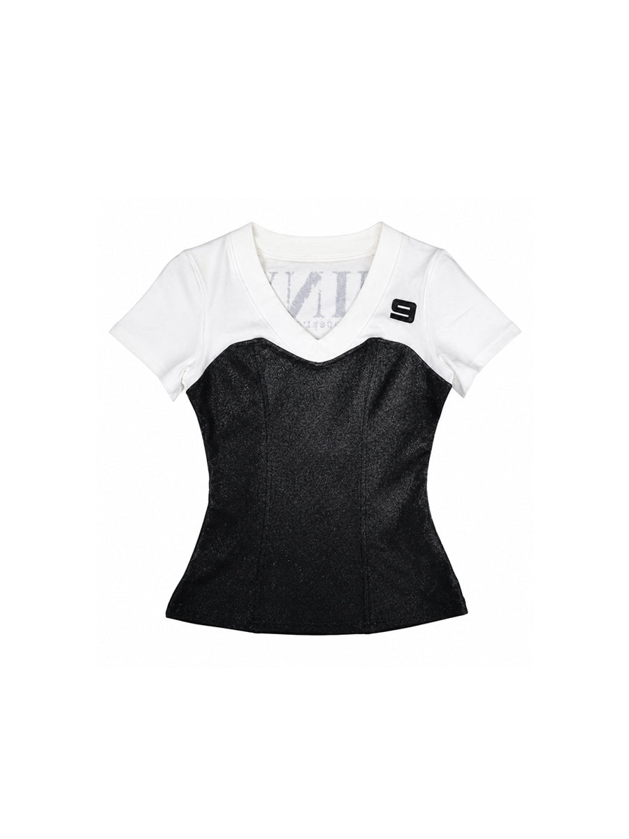 CTRL WORLD Blackout Corset Graphic Baby Tee