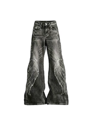 CTRL WORLD Angel Wing Graphic Flare Jeans