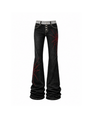 CTRL WORLD Crimson Web Stacked Flare Jeans