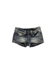 CTRL WORLD Abyss Bat Wing Studded Denim Shorts