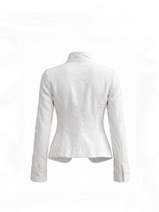 CTRL WORLD White Commandline Asymmetrical Stand-Collar Jacket