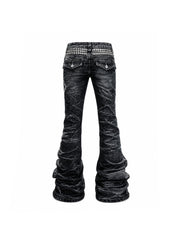 CTRL WORLD Extreme Stacked Distressed Biker Jeans
