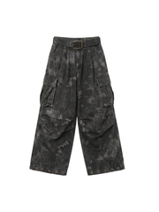 CTRL WORLD Camo Print Cargo Pants with Eyelet Hem