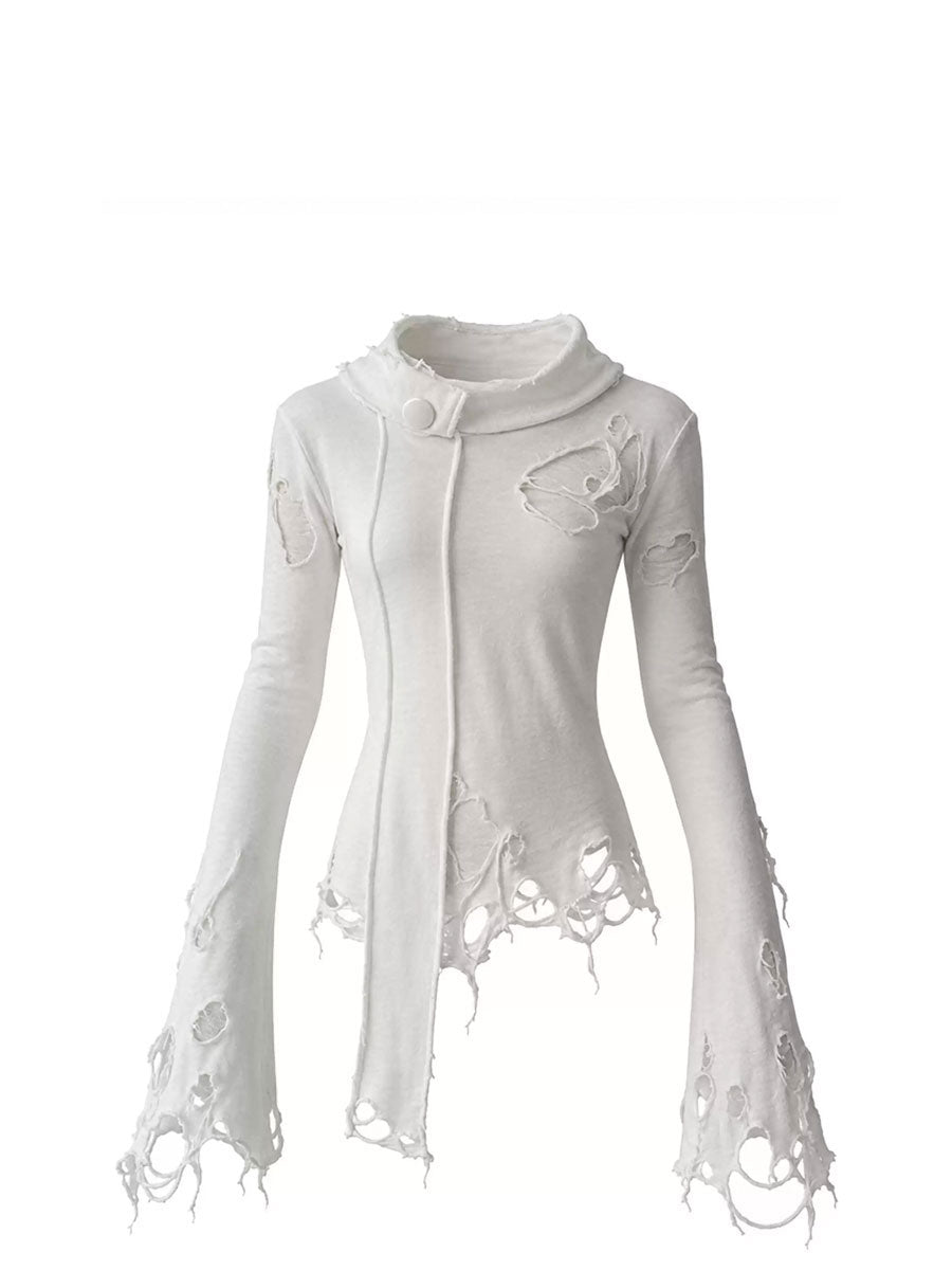 CTRL WORLD Distressed Slim Fit Knit Top