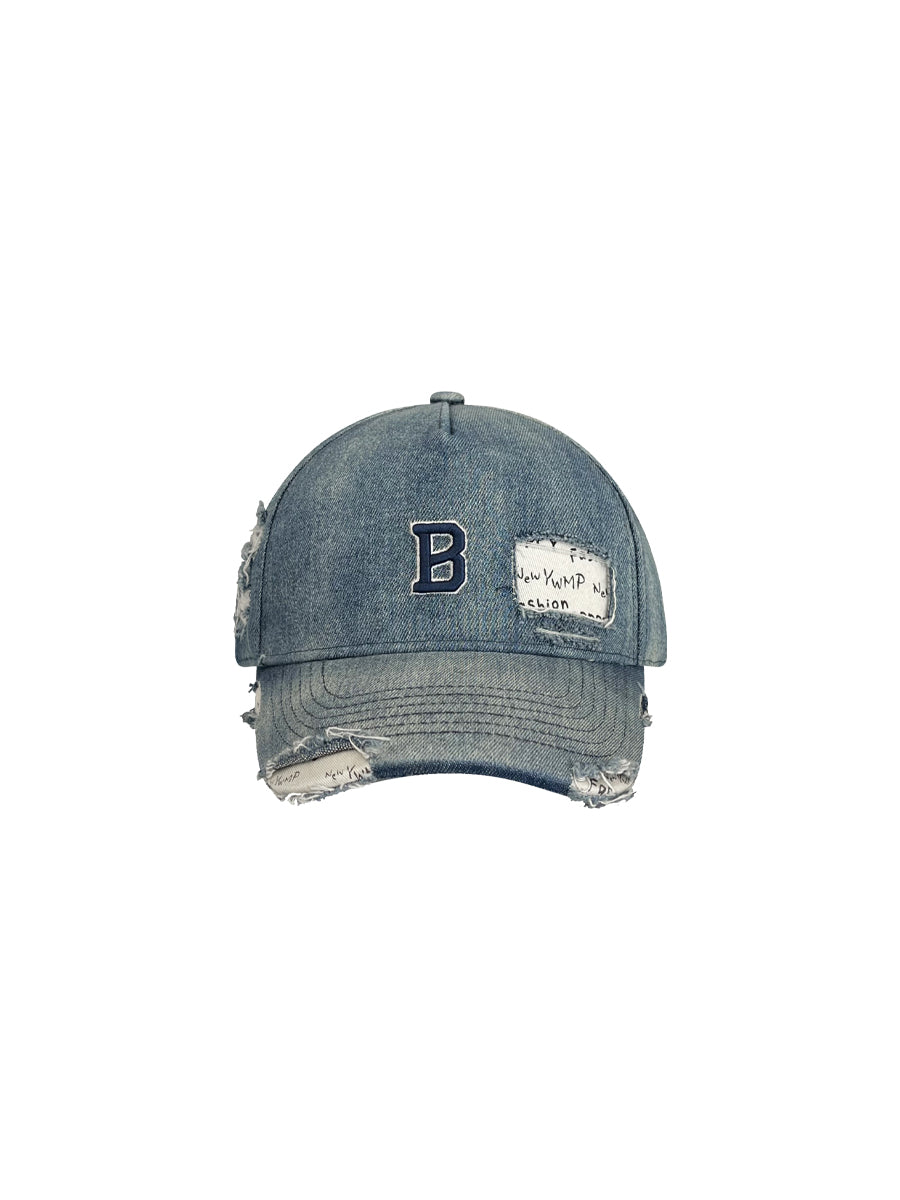 CTRL WORLD Distressed Patch Denim Baseball Cap