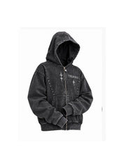 CTRL WORLD Shadow Eclipse Washed Techwear Hooded Jacket