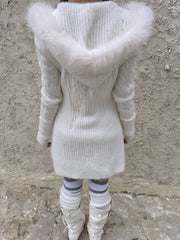 CTRL WORLD Midnight Veil Angel Wing Embroidery Hooded Knit Cardigan Coat