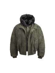 CTRL WORLD Gothic Wildcat Faux Fur Hooded Bomber Jacket