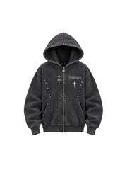 CTRL WORLD Shadow Eclipse Washed Techwear Hooded Jacket