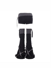 CTRL WORLD Gothic Star Shorts & Lace-Up Leg Warmers Set