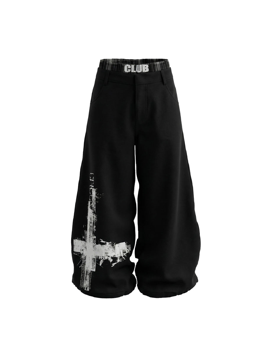 CTRL WORLD Ruin Cross Wide-Leg Pants