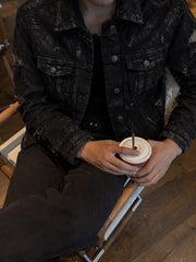 CTRL WORLD Shadow Ruin Waxed Distressed Denim Jacket