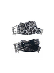 CTRL WORLD Studded Leopard Print Gothic Belt
