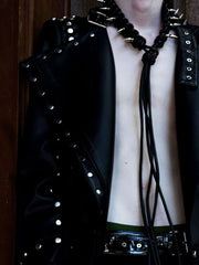 CTRL WORLD Handmade Leather Studded Chain Necklace/Bracelet
