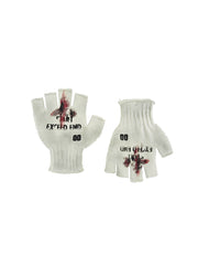 CTRL WORLD Blood Cross Fingerless Knit Gloves
