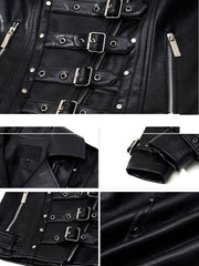 CTRL WORLD Multi-Strap Leather Moto Jacket