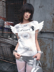 CTRL WORLD Angel's Sacred Eye Graphic Short-Sleeve Top