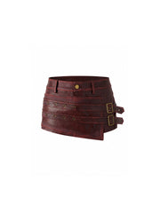 CTRL WORLD Rivet Gear Buckle Faux Leather Shorts