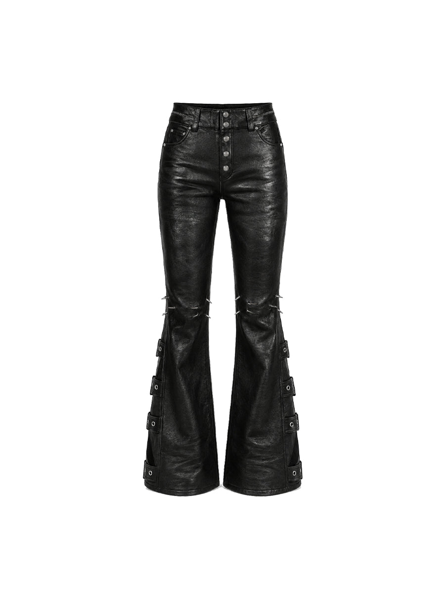 CTRL WORLD Black Iron Claw Faux Leather Flare Pants