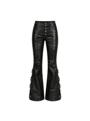 CTRL WORLD Black Iron Claw Faux Leather Flare Pants
