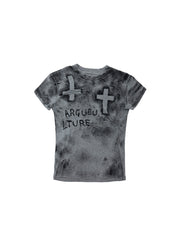 CTRL WORLD Chaos Cross Washed Short Sleeve Top