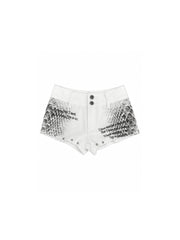 CTRL WORLD Serpent Verse Studded Denim Shorts