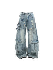 CTRL WORLD Rogue Ash Multi-Pocket Denim Cargo Pants