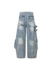 CTRL WORLD Rogue Ash Multi-Pocket Denim Cargo Pants