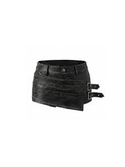CTRL WORLD Rivet Gear Buckle Faux Leather Shorts